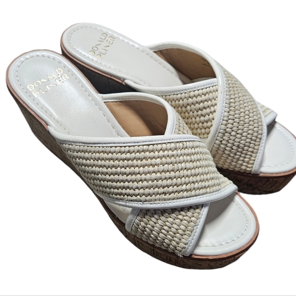 Donald Pliner Natural Canvas Ilonar Cork Wedge Platform Sandals size 9M - Picture 1 of 8